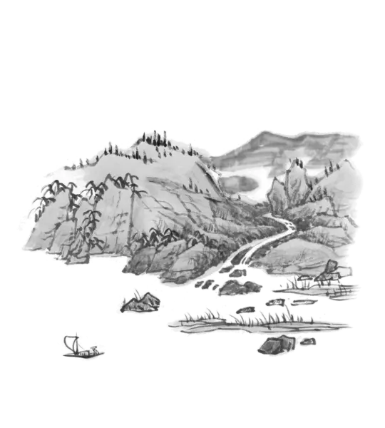 【PNG素材网-png.mixinnet.cn】水墨山水画