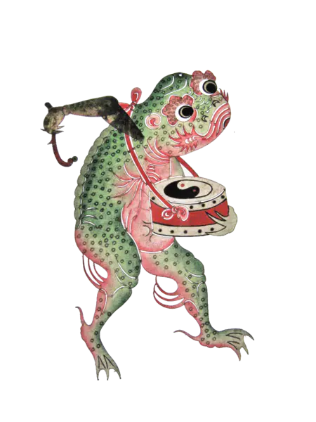 【PNG素材网-png.mixinnet.cn】皮影敲鼓的蟾蜍