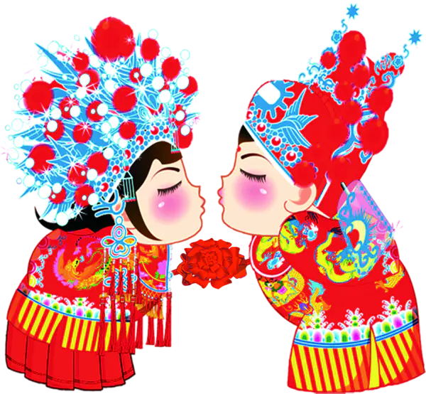 【PNG素材网-png.mixinnet.cn】卡通中国古风婚礼图片