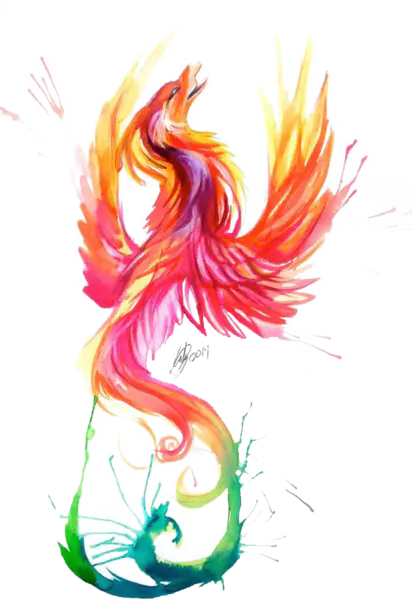 【PNG素材网-png.mixinnet.cn】带火的抽象火凤凰（564x821）