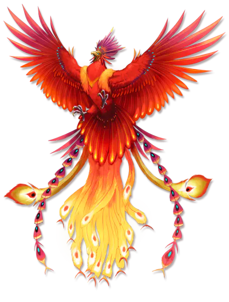 【PNG素材网-png.mixinnet.cn】带火的抽象火凤凰（531x700）