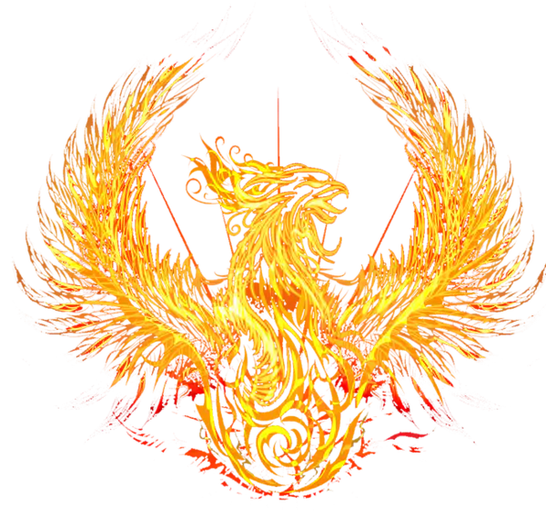 【PNG素材网-png.mixinnet.cn】带火的抽象火凤凰（650x616）