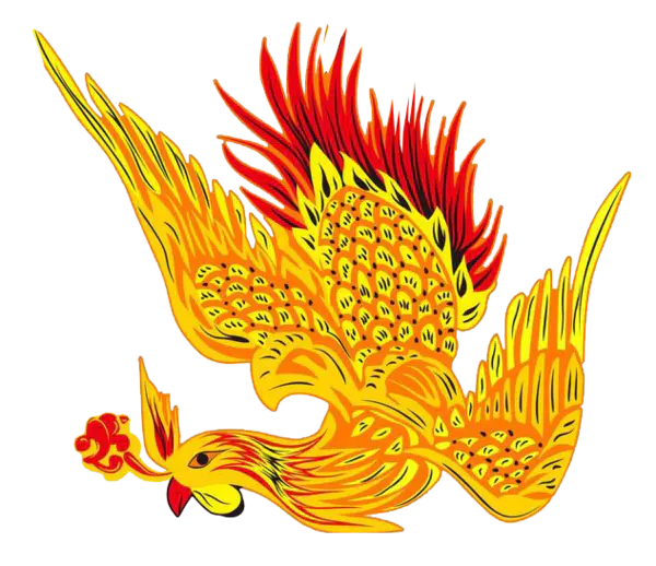 【PNG素材网-png.mixinnet.cn】带火的抽象火凤凰（632x546）