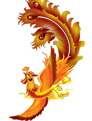 【PNG素材网-png.mixinnet.cn】带火的抽象火凤凰（380x500）
