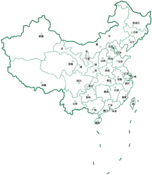 【PNG素材网-png.mixinnet.cn】绿色中国地图区域分布