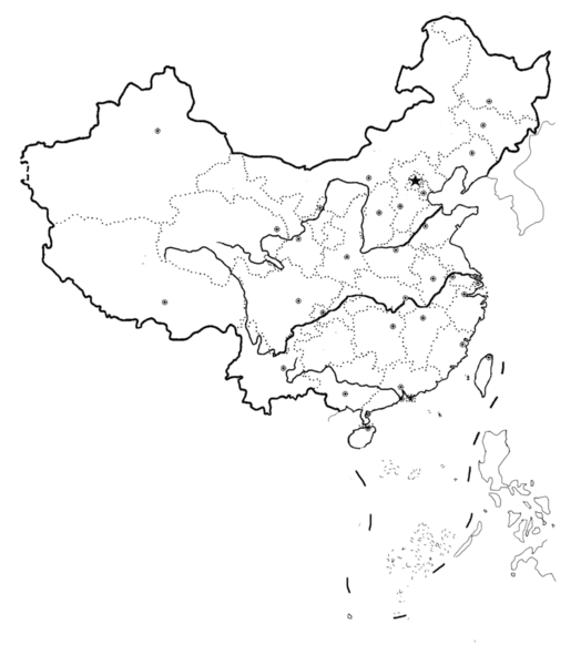 【PNG素材网-png.mixinnet.cn】中国地图黑色线描区域分布