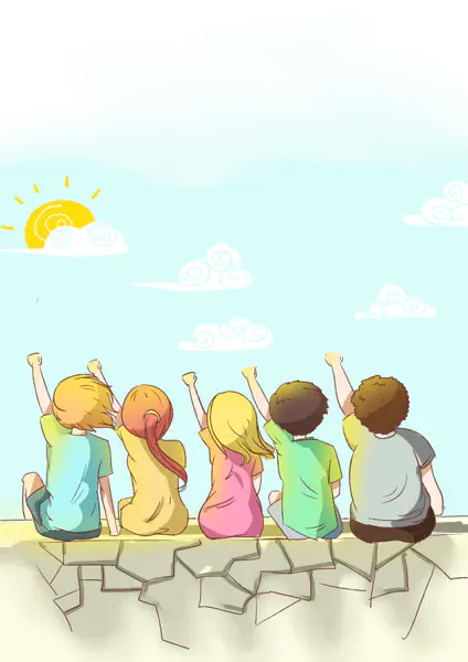 【PNG素材网-png.mixinnet.cn】5个小朋友的背景