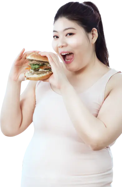 【PNG素材网-png.mixinnet.cn】吃汉堡的胖女人