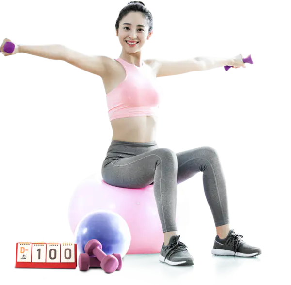 【觅图网-pic.51mitu.com】坚持锻炼坐在健身球上的美女