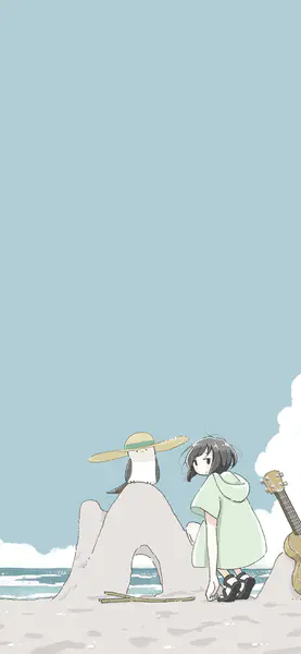 【觅图网-pic.51mitu.com】卡通画海边人物背景