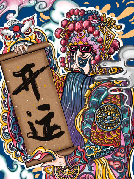 【PNG素材网-png.mixinnet.cn】国潮京剧开运背景