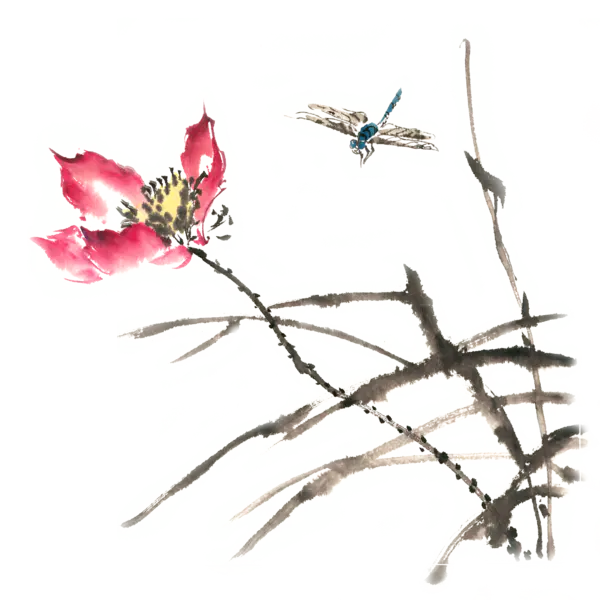 【PNG素材网-png.mixinnet.cn】中国风水墨荷花(3543x5315）