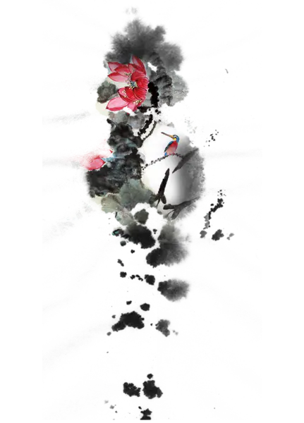 【PNG素材网-png.mixinnet.cn】中国风水墨荷花(4360x3314）