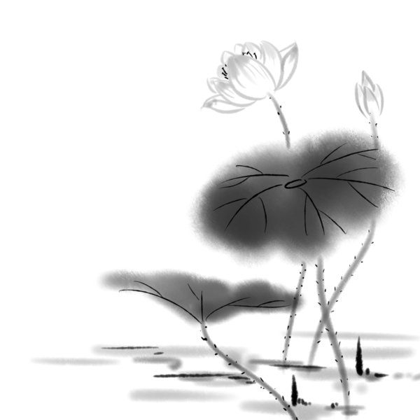 【PNG素材网-png.mixinnet.cn】中国风水墨荷花(3000x2000）