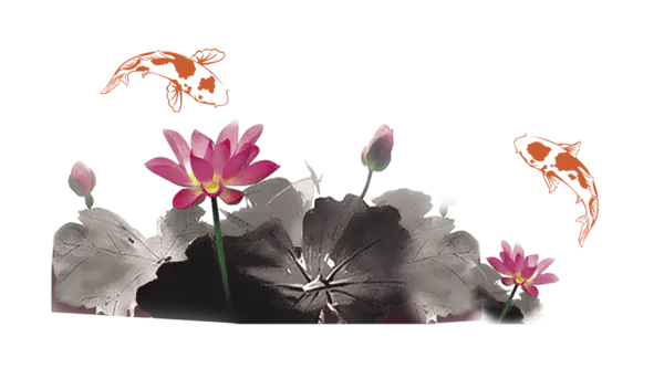 【PNG素材网-png.mixinnet.cn】中国风水墨荷花(3051x1075）