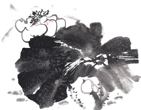 【PNG素材网-png.mixinnet.cn】中国风水墨荷花(1395x1476）