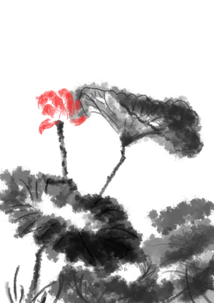 【PNG素材网-png.mixinnet.cn】中国风水墨荷花(2480x3508）