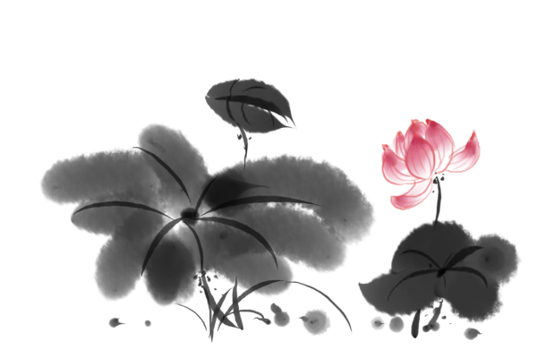 【PNG素材网-png.mixinnet.cn】中国风水墨荷花(3000x2000）