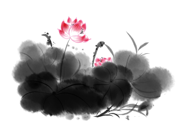 【PNG素材网-png.mixinnet.cn】中国风水墨荷花(3000x2000）