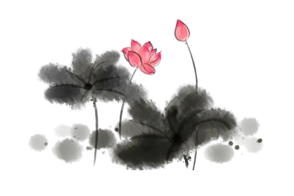 【PNG素材网-png.mixinnet.cn】中国风水墨荷花(3000x2000）