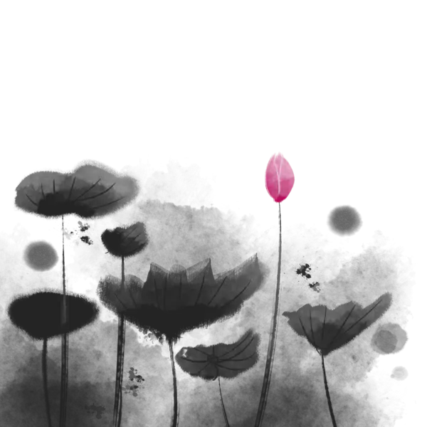 【PNG素材网-png.mixinnet.cn】中国风水墨荷花(2000x2000）