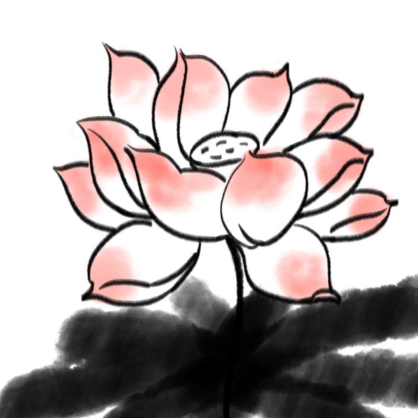 【PNG素材网-png.mixinnet.cn】中国风水墨荷花(2000x2000）