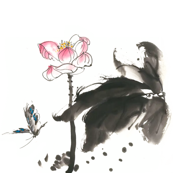 【PNG素材网-png.mixinnet.cn】中国风水墨荷花(2000x2000）