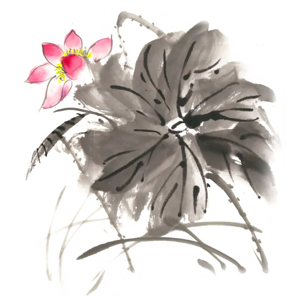 【PNG素材网-png.mixinnet.cn】中国风水墨荷花(2000x2000）