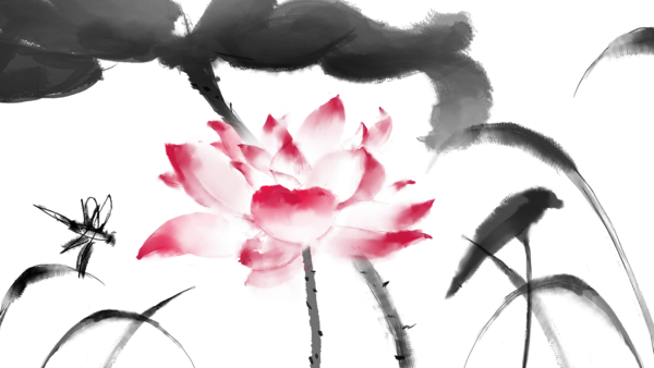 【PNG素材网-png.mixinnet.cn】中国风水墨荷花(2200x3300）