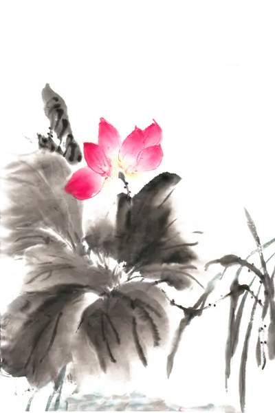 【PNG素材网-png.mixinnet.cn】中国风水墨荷花(2000x2000）