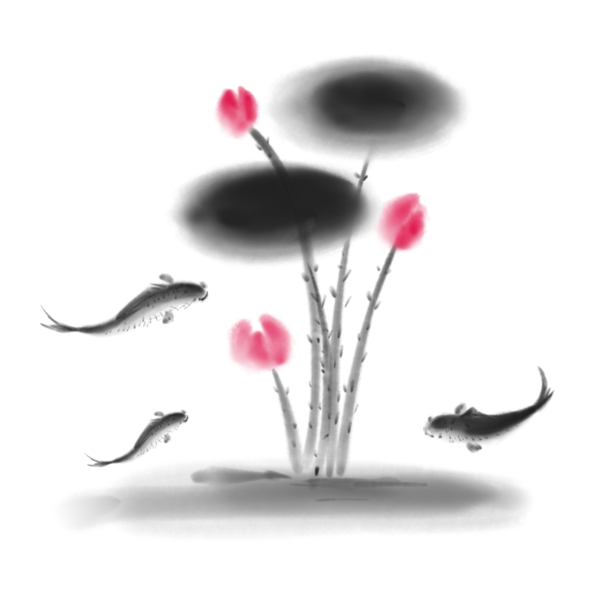 【PNG素材网-png.mixinnet.cn】中国风水墨荷花(2000x2000）