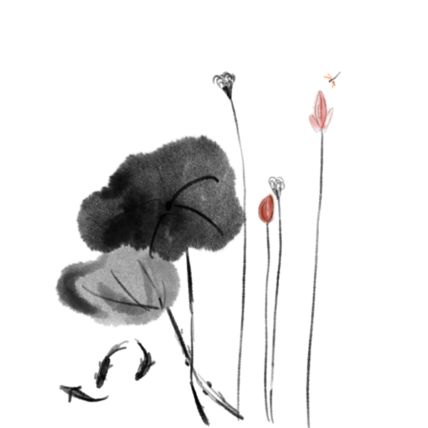 【PNG素材网-png.mixinnet.cn】中国风水墨荷花(2000x2000）