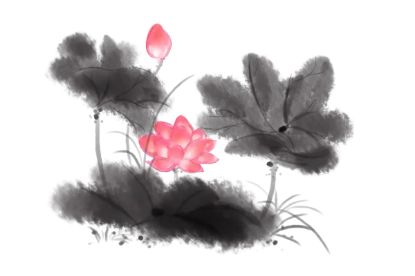 【PNG素材网-png.mixinnet.cn】中国风水墨荷花(2000x2000）