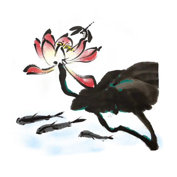 【PNG素材网-png.mixinnet.cn】中国风水墨荷花(2000x2000）