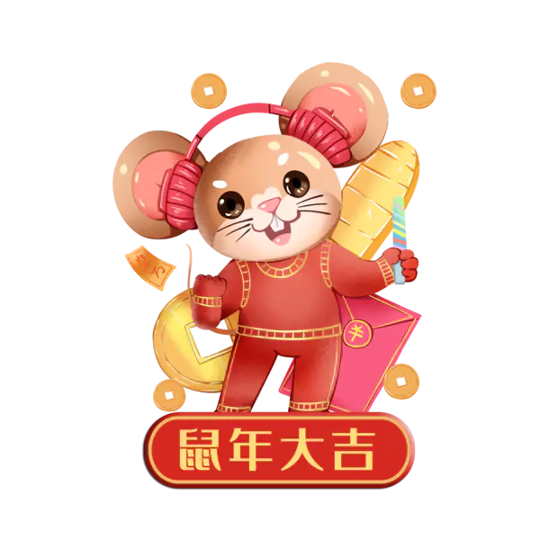 【PNG素材网-png.mixinnet.cn】2020年春节喜庆鼠年老鼠卡通可爱老鼠PNG免扣素材