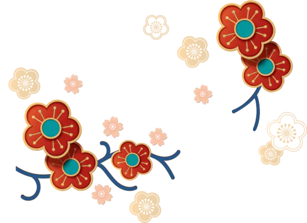 【PNG素材网-png.mixinnet.cn】渐变春节花漂浮(658x478)