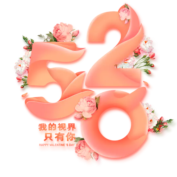 【PNG素材网-png.mixinnet.cn】520插花艺术字元素