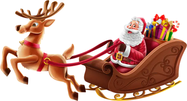 【PNG素材网-png.mixinnet.cn】圣诞老人驾着鹿车免扣png图片