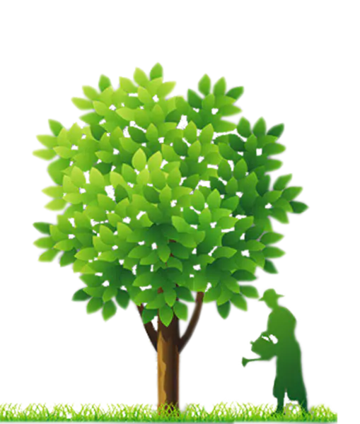 【PNG素材网-png.mixinnet.cn】绿色人物剪影绿树浇水植树