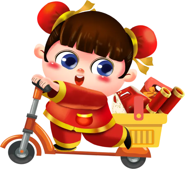 【PNG素材网-png.mixinnet.cn】福娃骑车送礼[1438x1316]