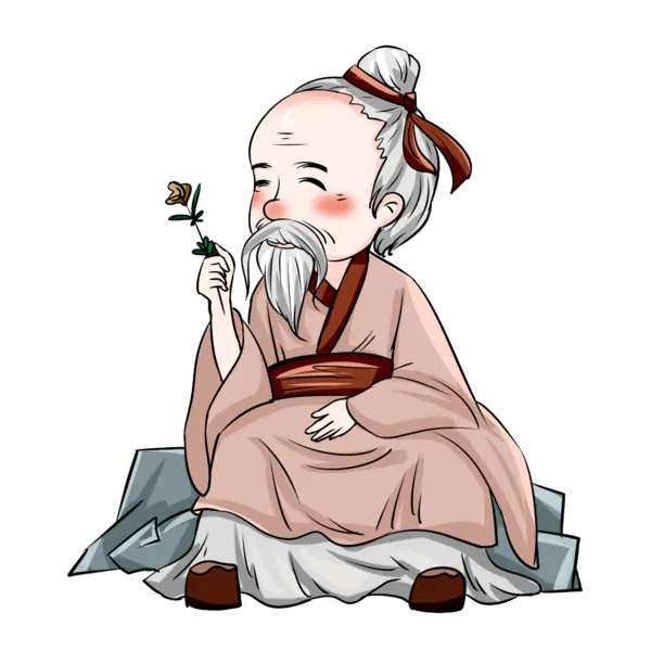 【PNG素材网-png.mixinnet.cn】手绘中医医生人物古代名医采药中医文化PNG高清透明[2000x2000]