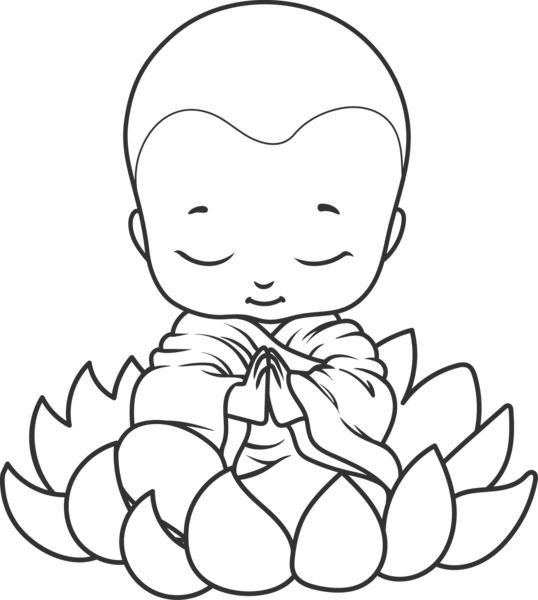 【PNG素材网-png.mixinnet.cn】莲花上的小和尚