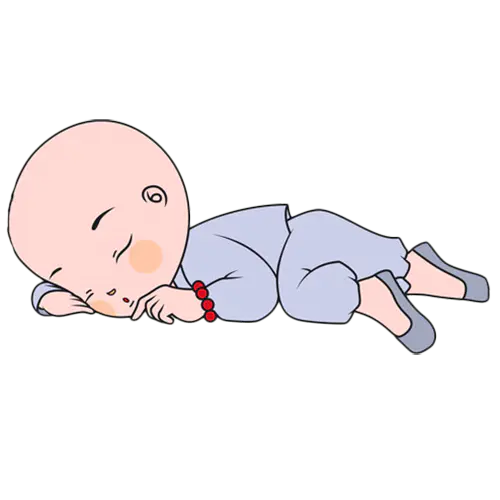 【PNG素材网-png.mixinnet.cn】手绘趴地上睡觉的小和尚