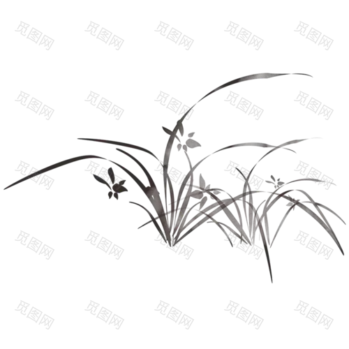 国风山水植物元素贴纸兰花