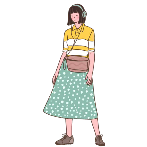 手绘人物插画贴纸-女孩