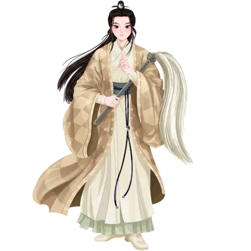 【PNG素材网-png.mixinnet.cn】手绘-武侠元素人物插画贴纸-道士