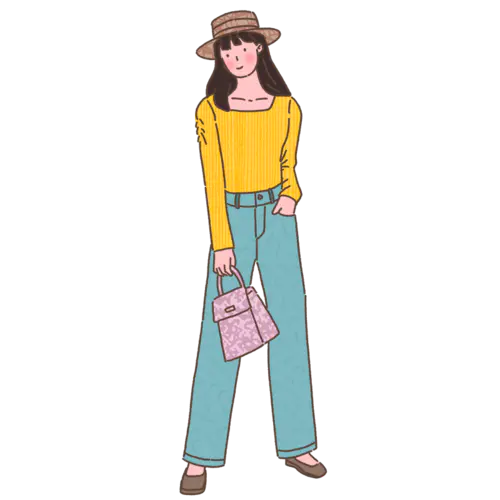 手绘人物插画贴纸-女孩