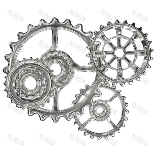 酷炫C4D金属质感齿轮立体赛博朋克贴纸