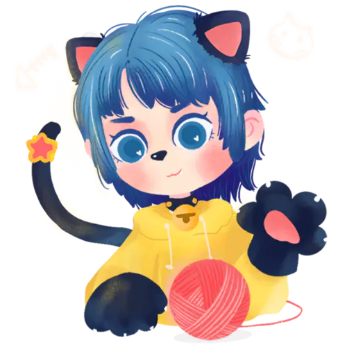 【PNG素材网-png.mixinnet.cn】人物插画-猫咪女孩