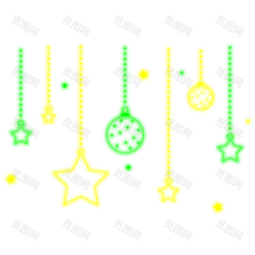 霓虹灯圣诞元素贴纸-SVG-圣诞灯2